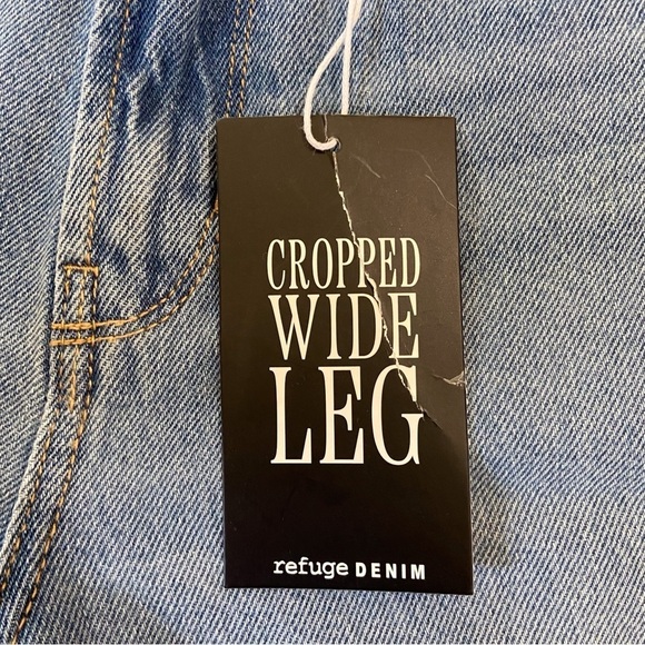 REFUGE denim jeans wide legs high rise waist blue 100% cotton cargo cropped 1 - Picture 5 of 15